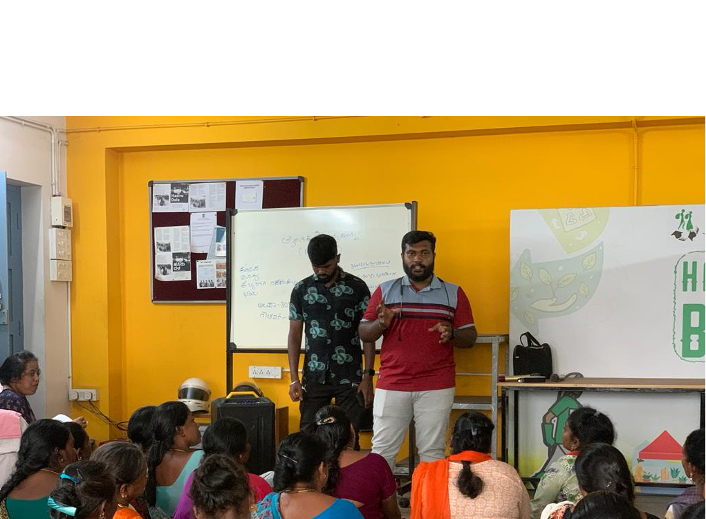 Waste picker training session on sustainable waste management and recycling conducted by Hasiru Dala