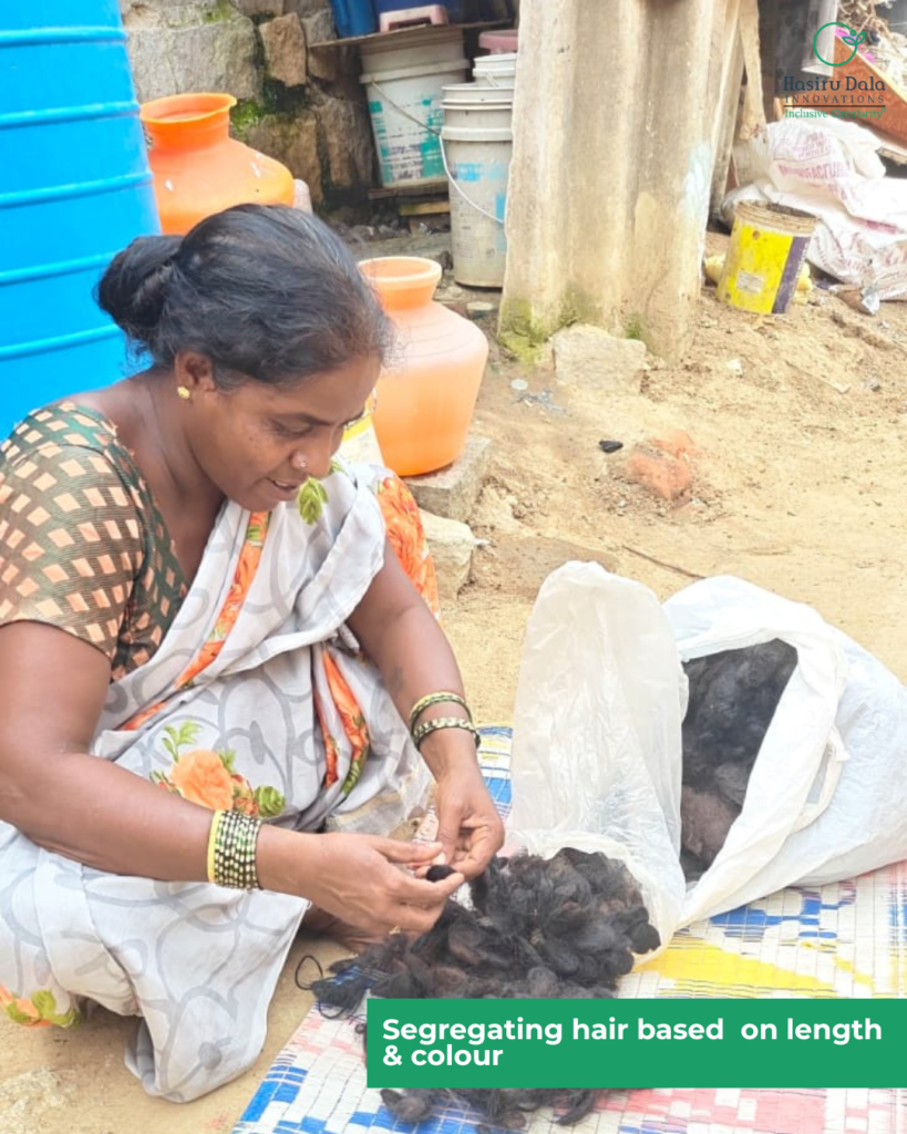 hair picker women sorting and separating human hair